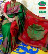 হ্যান্ডপ্রিন্ট হাফসিল্ক শাড়ী