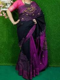 হ্যান্ডপ্রিন্ট হাফসিল্ক শাড়ী
