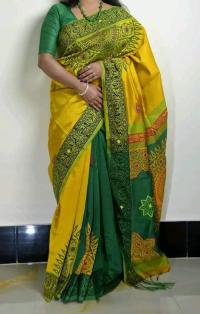 হ্যান্ডপ্রিন্ট হাফসিল্ক শাড়ী