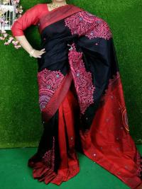হ্যান্ডপ্রিন্ট হাফসিল্ক শাড়ী