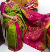 হ্যান্ডপ্রিন্ট হাফসিল্ক শাড়ী