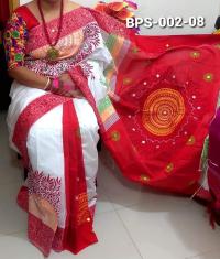 হ্যান্ডপ্রিন্ট হাফসিল্ক শাড়ী