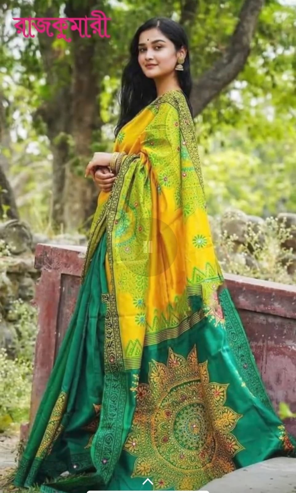 হ্যান্ডপ্রিন্ট হাফসিল্ক শাড়ী
