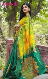 হ্যান্ডপ্রিন্ট হাফসিল্ক শাড়ী