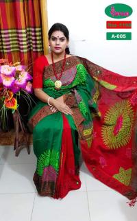 হ্যান্ডপ্রিন্ট হাফসিল্ক শাড়ী