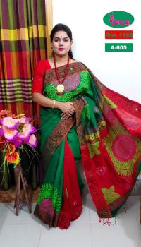হ্যান্ডপ্রিন্ট হাফসিল্ক শাড়ী