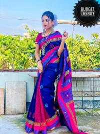 হ্যান্ডপ্রিন্ট হাফসিল্ক শাড়ী