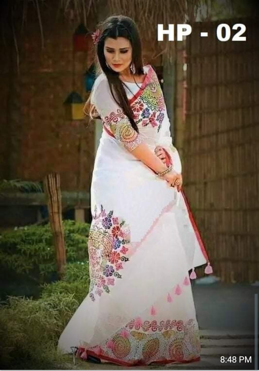 হ্যান্ডপ্রিন্ট হাফসিল্ক শাড়ী