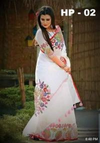 হ্যান্ডপ্রিন্ট হাফসিল্ক শাড়ী
