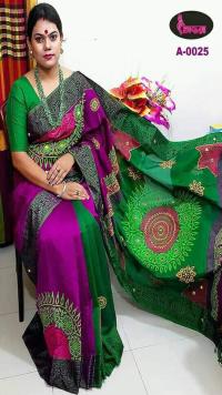হ্যান্ডপ্রিন্ট হাফসিল্ক শাড়ী