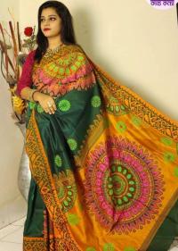 হ্যান্ডপ্রিন্ট হাফসিল্ক শাড়ী