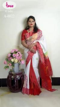 হ্যান্ডপ্রিন্ট হাফসিল্ক শাড়ী