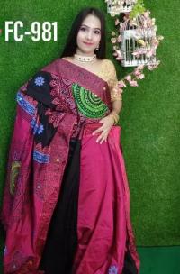 হ্যান্ডপ্রিন্ট হাফসিল্ক শাড়ী