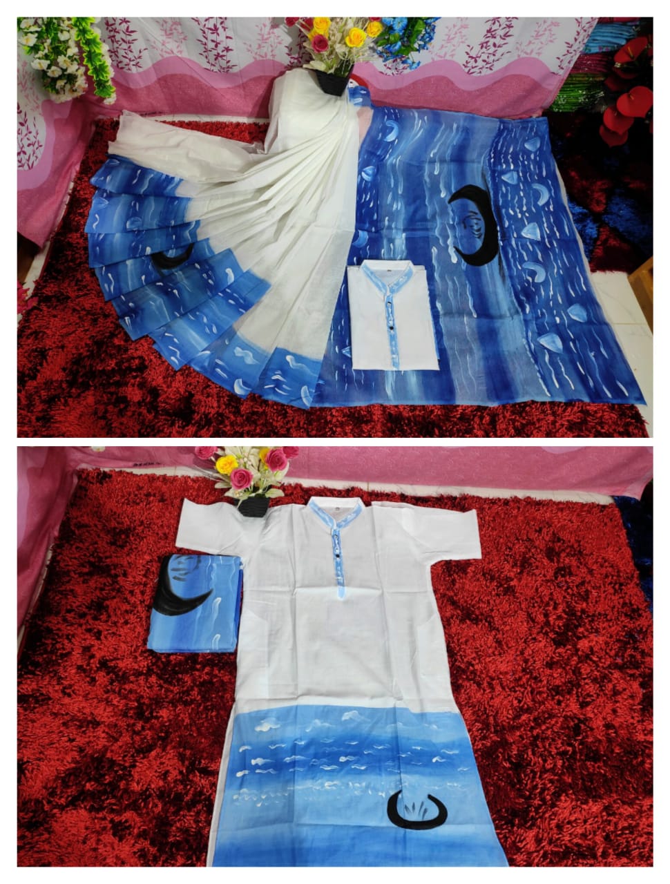 Exclusive Design Hand Print Couple Dress For Sweet Couple