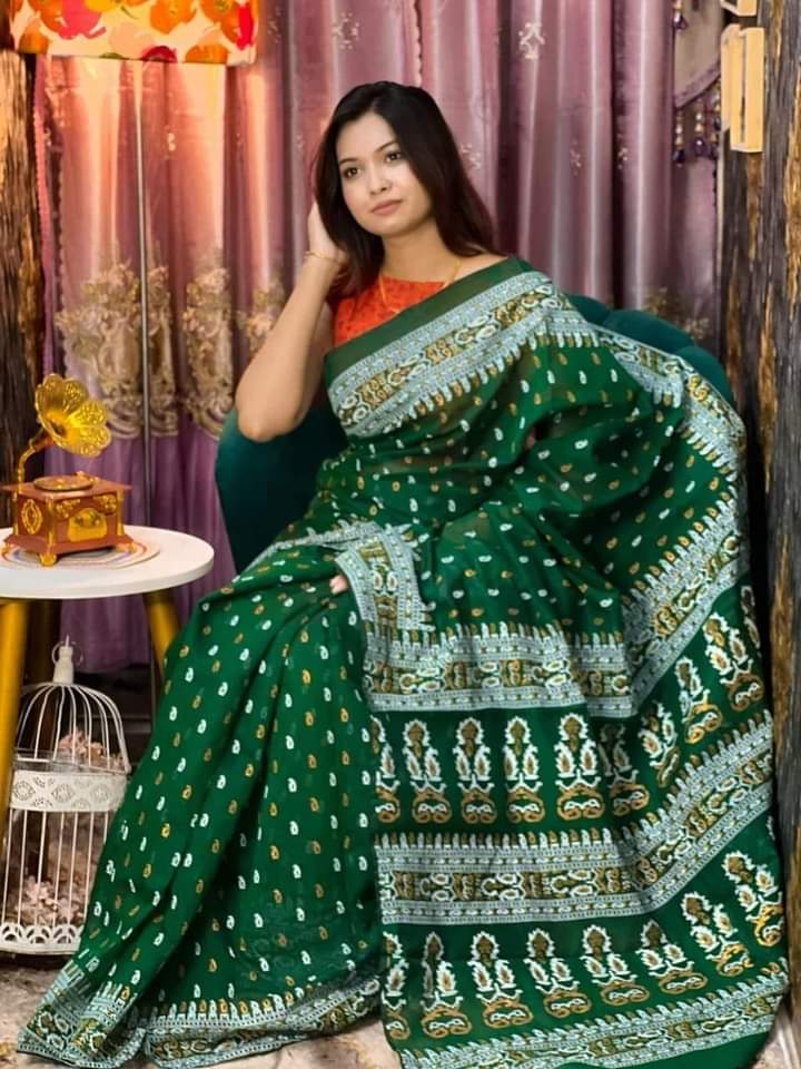 Half Silk Handprited Sarees