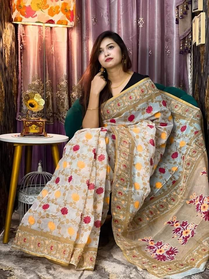 Half Silk Handprited Sarees