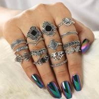 Rhinestone Inlay Bomian Style Women Ring (15pcs )