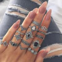 Rhinestone Inlay Bomian Style Women Ring (15pcs )