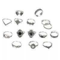 Rhinestone Inlay Bomian Style Women Ring (15pcs )