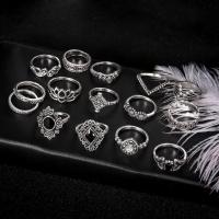 Rhinestone Inlay Bomian Style Women Ring (15pcs )