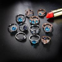 11Pcs Crystal Blue Diamond Cut Finger Ring Set