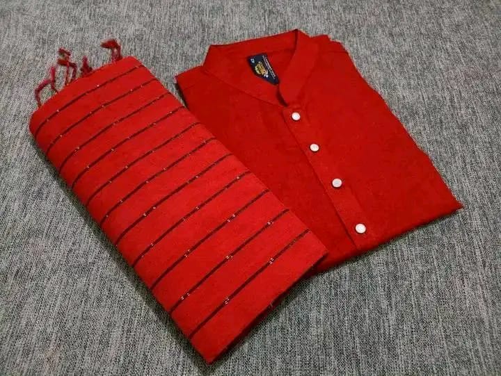 হাফসিল্ক  চুমকি শাড়ী ও ধুপিয়ান সিল্ক পানজাবি