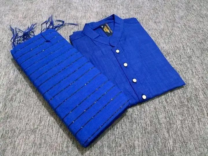 হাফসিল্ক  চুমকি শাড়ী ও ধুপিয়ান সিল্ক পানজাবি