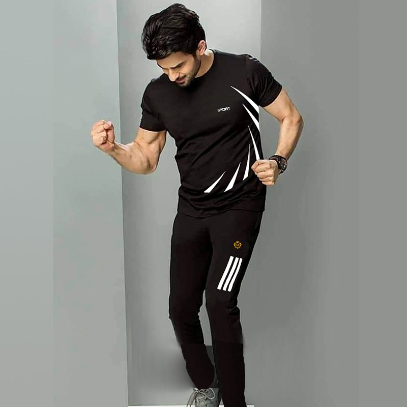 Sportswear Casual O-neck T-shirts + Pants Tracksuit Set | Nazmas Online BD