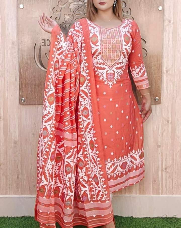 আনস্টিজ আফসান স্ক্রিন প্রিন্ট থ্রি-পিস