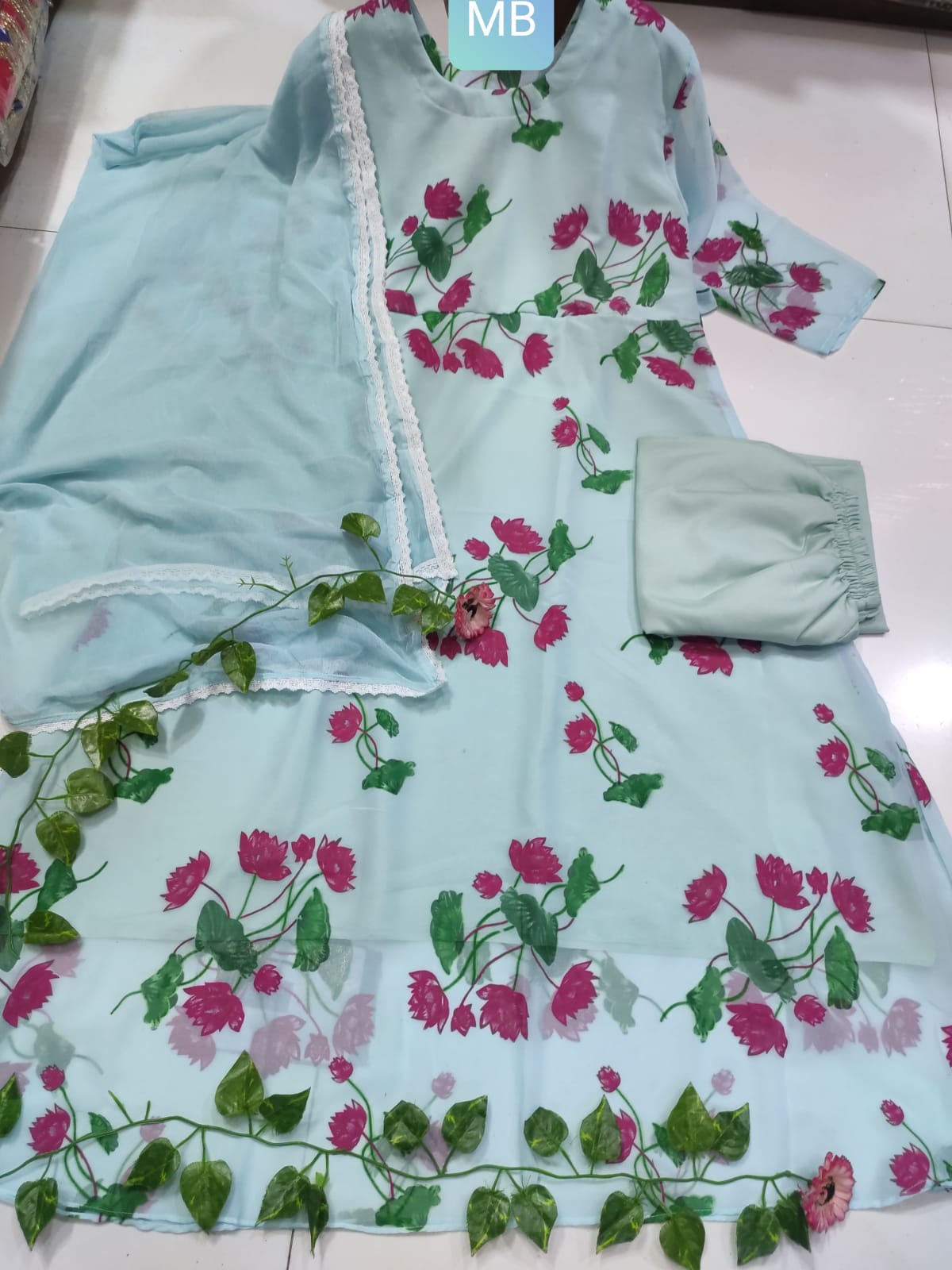 Chic Readymade Gown Three Piece at Nazmas - Shop Online Today!