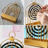 Mosquito Coil Holder,Iron Hollow Mosquito Coils Box,Mosquito Coil Rack Plate with Cover and Handle f