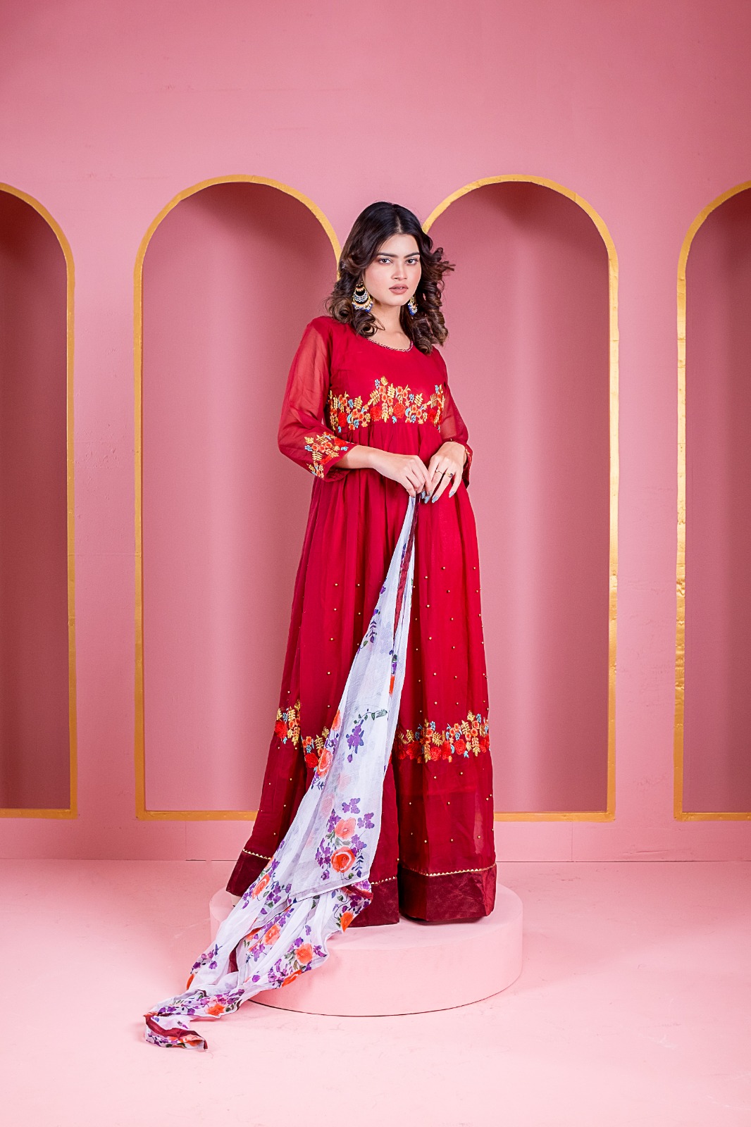 Readymade Georgette Embroidery Party Dress | nazmas Online