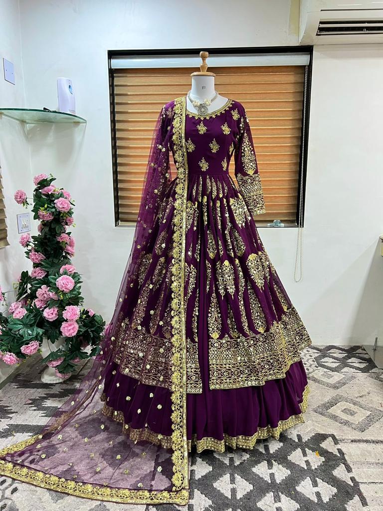 রেডিমেড জর্জেট এমব্রয়ডারি পার্টি ড্রেস