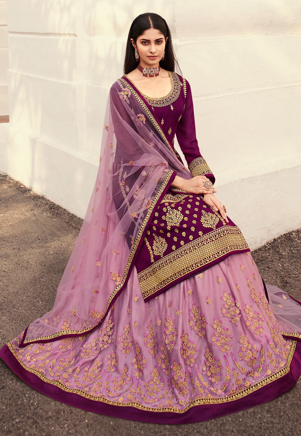 রেডিমেড জর্জেট এমব্রয়ডারি পার্টি ড্রেস 11096