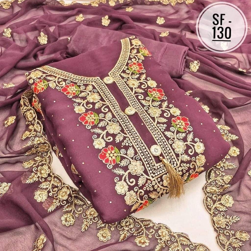 Embroidary georjet Three Piece