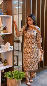 Cotton Gown Three Piece