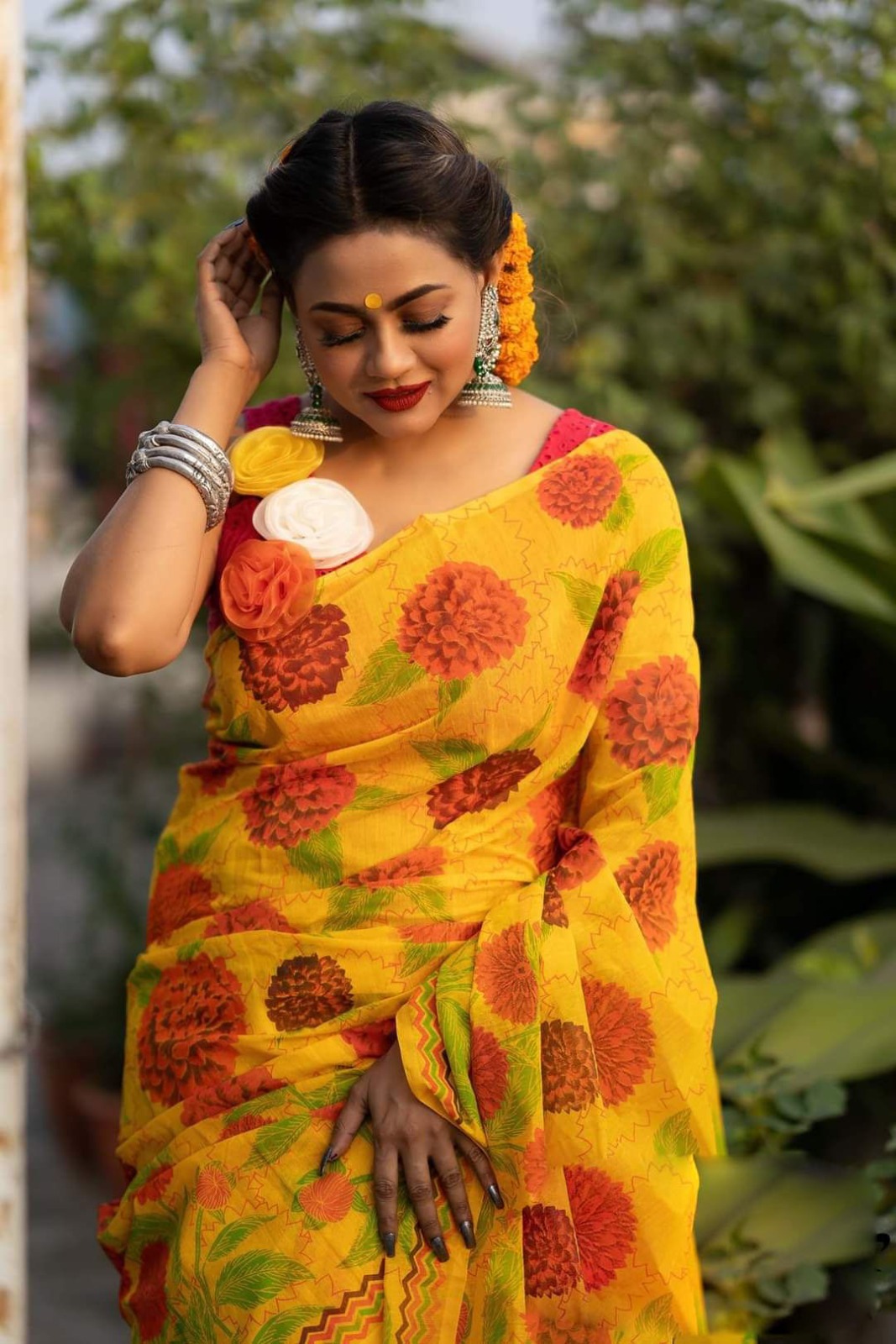 হাফ সিল্ক স্কিন প্রিন্ট শাড়ি