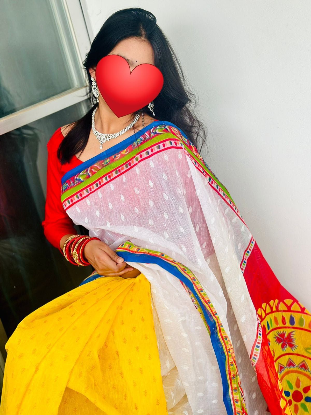 হাফ সিল্ক স্কিন প্রিন্ট শাড়ি