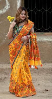 হাফ সিল্ক স্কিন প্রিন্ট শাড়ি