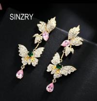 Drop Pink Butterfly Earrings