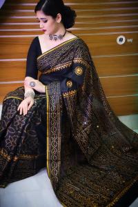 Block Print Reshmi Silk Sharee