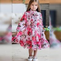 Flower Gown Elegant  Floral Fit Dress for Girls with Belt