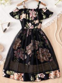 Flower Gown Elegant  Floral Fit Dress for Girls with Belt