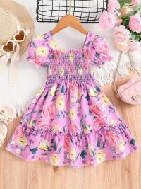 Flower Gown Elegant  Floral Fit Dress for Girls with Belt