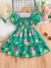 Flower Gown Elegant  Floral Fit Dress for Girls with Belt