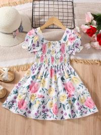 Flower Gown Elegant  Floral Fit Dress for Girls with Belt