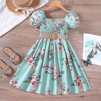 Flower Gown Elegant  Floral Fit Dress for Girls with Belt