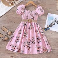 Flower Gown Elegant  Floral Fit Dress for Girls with Belt