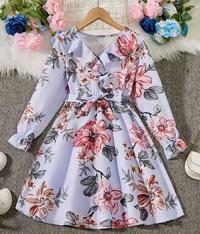 Flower Gown Elegant  Floral Fit Dress for Girls with Belt