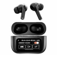 AirPods A9 Pro 2024 Earbuds (Black) | ANC/ENC with LED Touch Screen